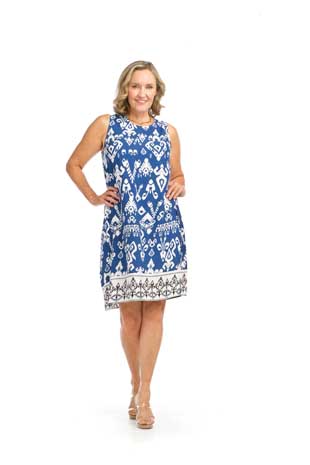 PD-16624 - BORDER PRINT SHIFT DRESS WITH BACK ZIP - Colors: AS SHOWN - Available Sizes:XS-XXL - Catalog Page:17 